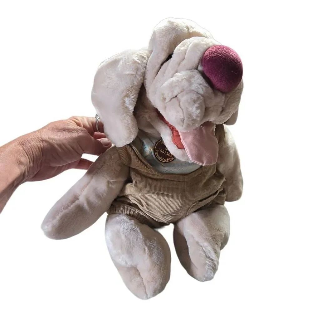 Wrinkles Dog Ganz Bros Hand Puppet Plush Stuffed Animal Toy Vintage 1980's Tan